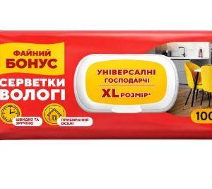 Серветки вологі Файний Бонус для прибирання універсальні XL розмір 100шт/уп
