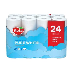 Туалетний папір Ruta Pure White 3сл 24шт/уп білий