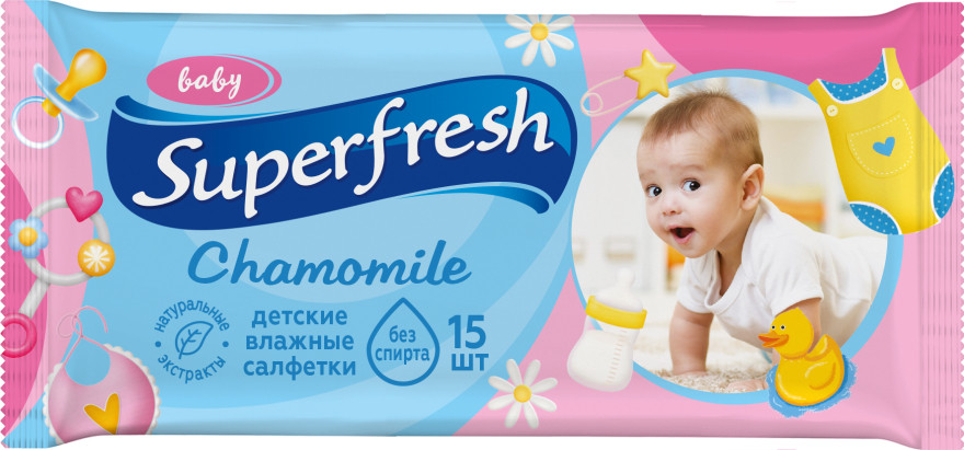 Серветка волога Superfresh 15 шт в асортименті
