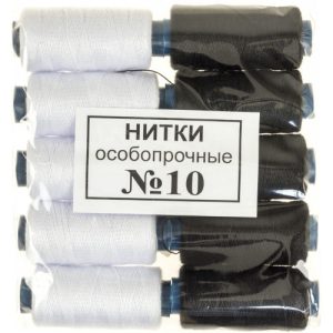 нитки капронові №10 чорні білі — Нитки капронові №10 чорні 5 шт, білі 5 шт
