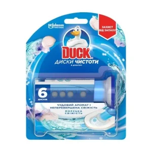 очищувач унітаза duck диски чистоти — Очищувач унітаза гелевий Duck Диски чистоти "Морська свіжість" в дозаторі