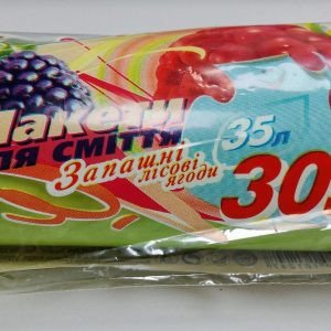 Пакети для сміття Бравий кок 35л 30шт запашні (лісова ягода)салатові