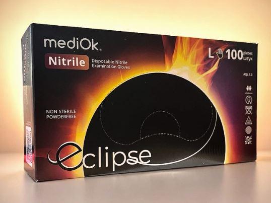 Рукавички нітрилові Mediok Eclipse L 50пар/кор(чорні)