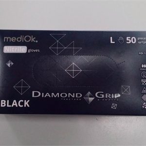 Рукавички нітрилові Mediok Diamond Grip L 25пар/кор(чорні)