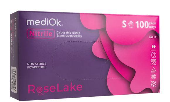 Рукавички нітрилові Mediok Rose Lake S 50пар/кор(рожеві)