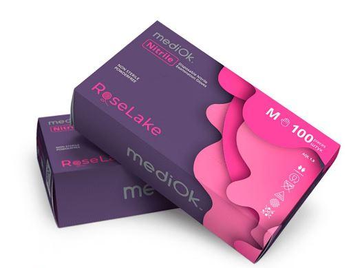 Рукавички нітрилові Mediok Rose Lake M 50пар/кор(рожеві)