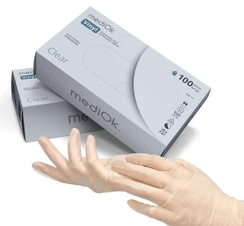 Рукавички вінілові Mediok Clear M 50пар/кор(прозорі)