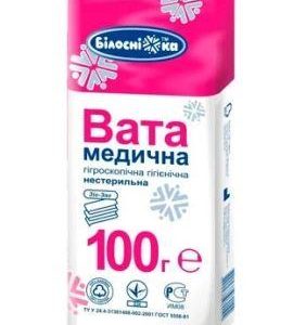 вата медична зиґзаґ 100 г — Вата медична Зиґзаґ гігієнічна нестерильна 100 г