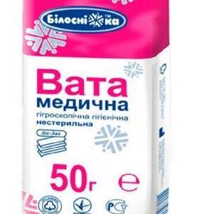 вата медична зигзаг 50г — Вата медична ЗигЗаг гігієнічна нестерильна 50г