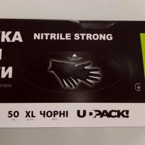 Рукавички нітрилові UDPACK розмір XL 50пар/кор ( чорні)