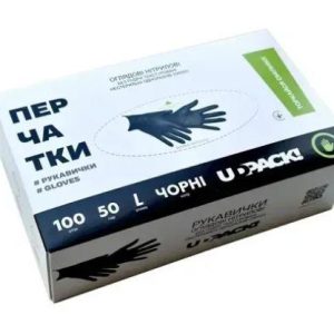 Рукавички нітрилові UDPACK розмір L 50пар/кор ( чорні)