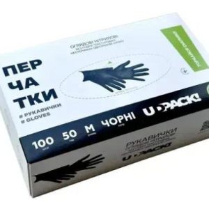 Рукавички нітрилові UDPACK розмір M 50пар/кор ( чорні)