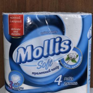 папір туалетний mollis soft 3 шар 4 — Туалетний папір Mollis Soft 3шар 4шт/уп білий